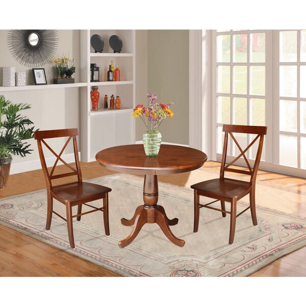 International Concepts Round 36 in Round Top Pedestal Table with 2 Chairs, Espresso, 36 in W, 36 in L, 29.1 in H, Wood K581-36RT-C613-2 - main